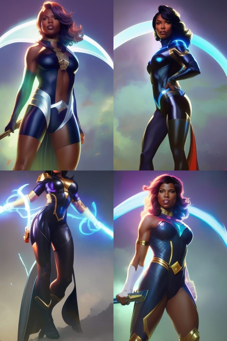 Black Super-Woman Portrait in Artgerm Style