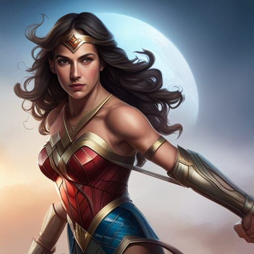 Wonder Woman Portrait in Hyperdetailed Digital Art