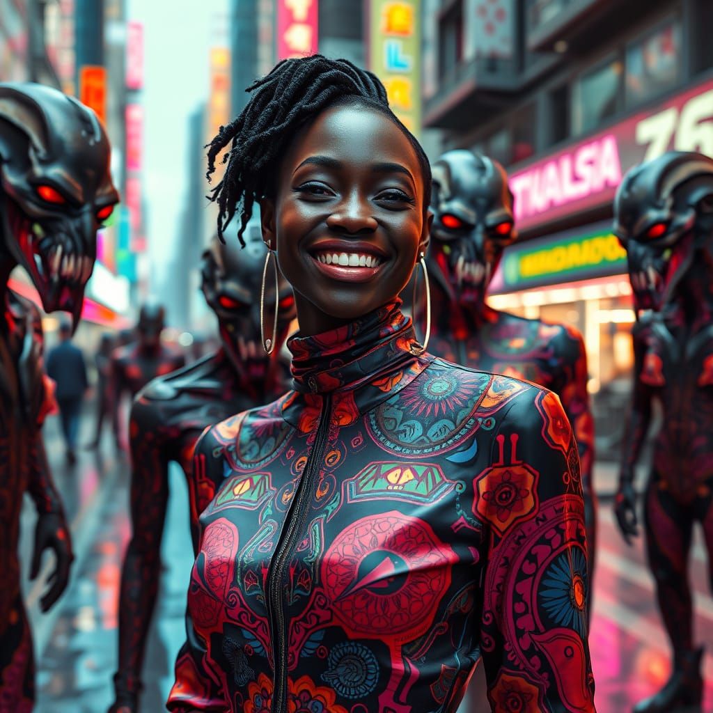 Cyberpunk Fashion Show Featuring Op Art Clothing