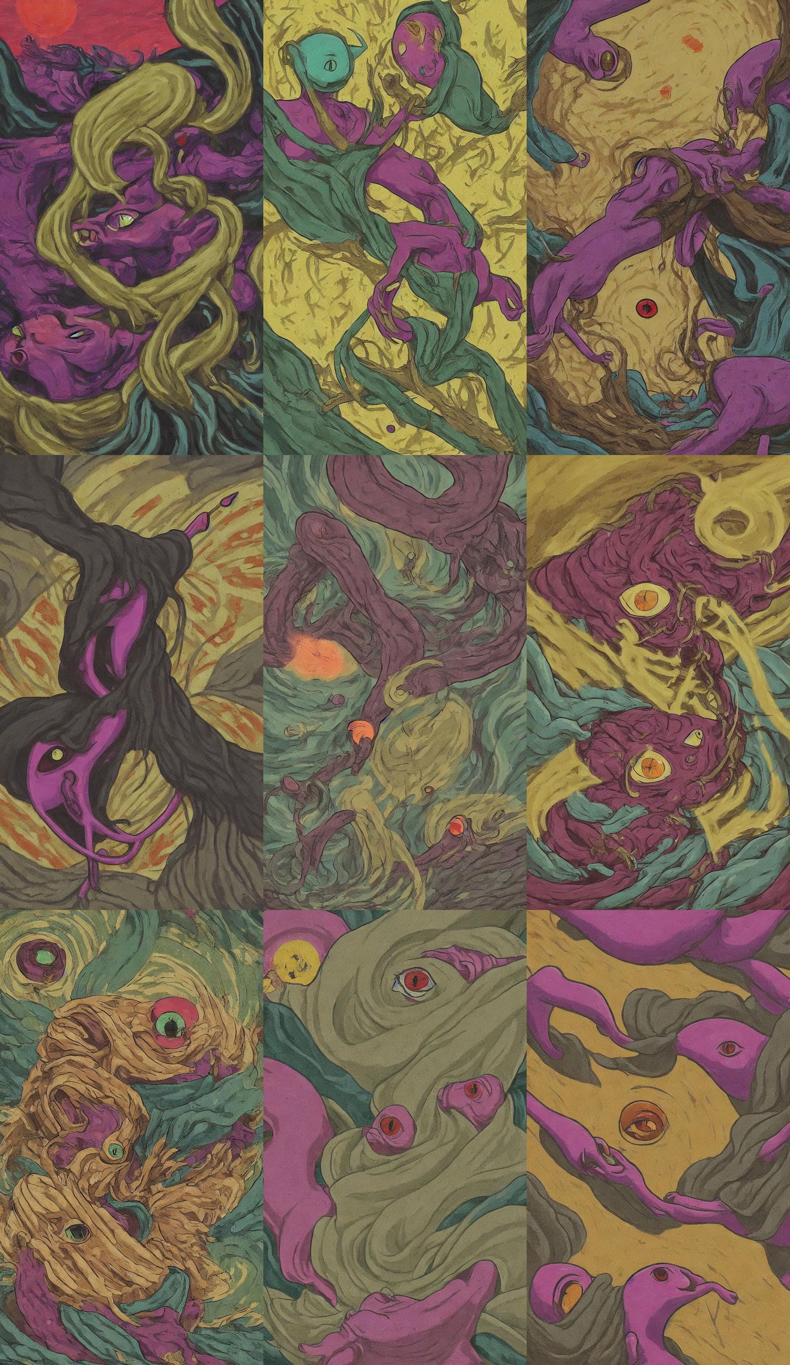 Occult Cartoon Scene of Power Absorption