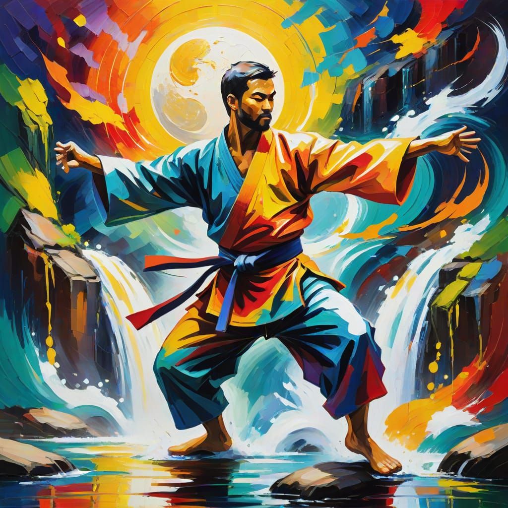Dynamic Abstract Art: Karate, Energy, and Elements