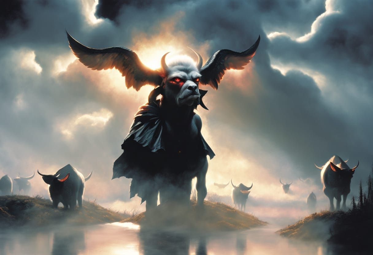 Ethereal Figure in Dark Fantasy Landscape