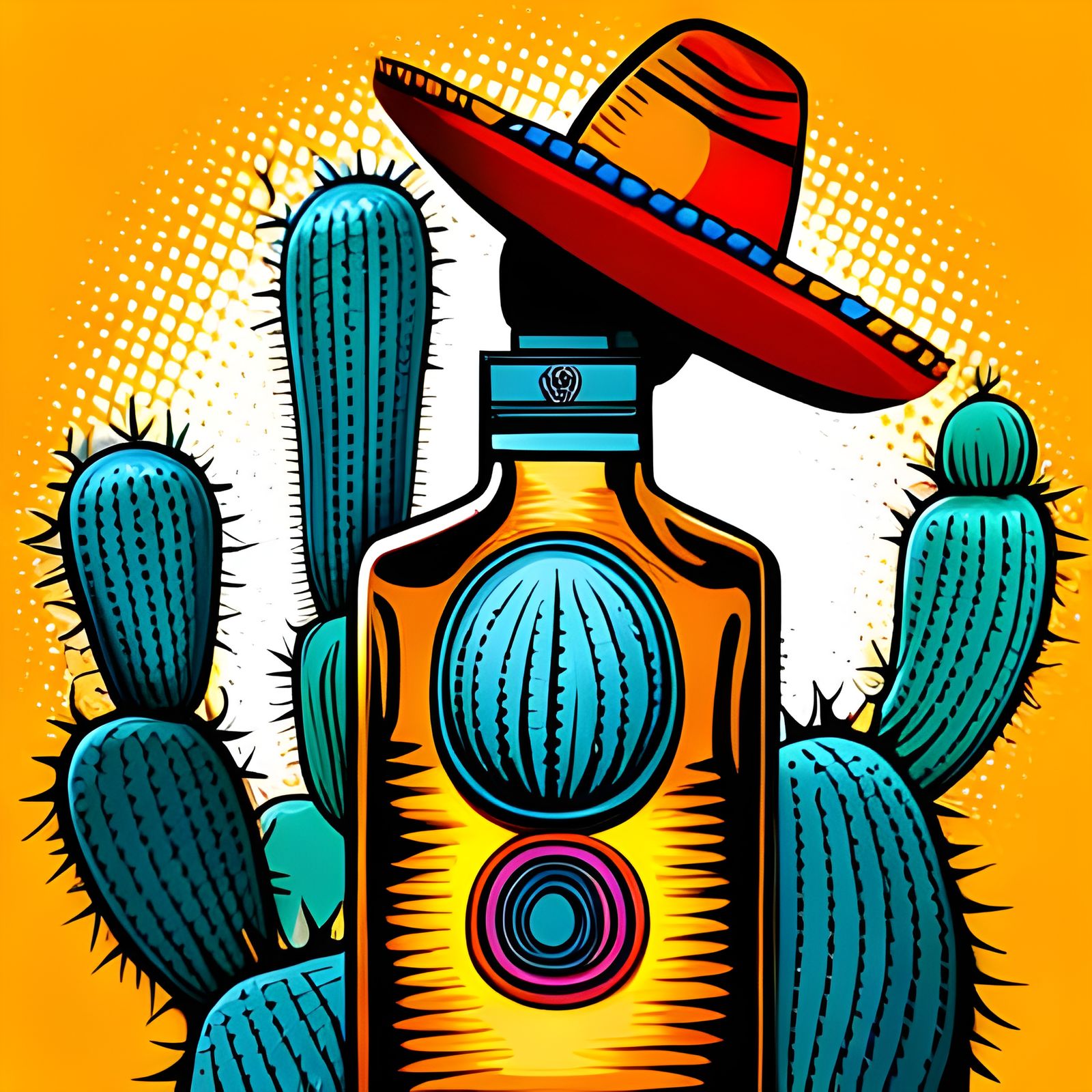 Mexican cactus tequila