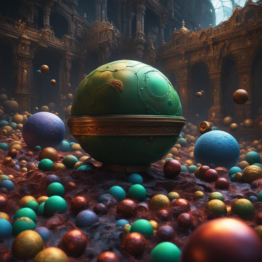 Detailed Matte Painting of Fantastical Spheres