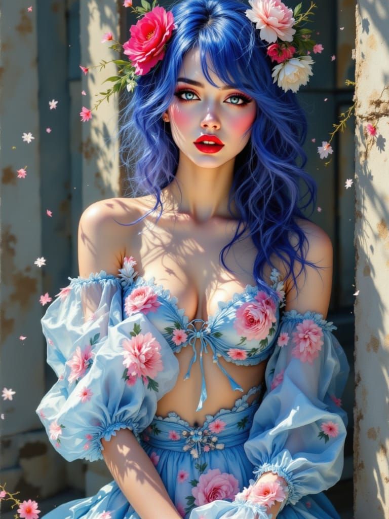 Woman in Rococo Watercolor Style