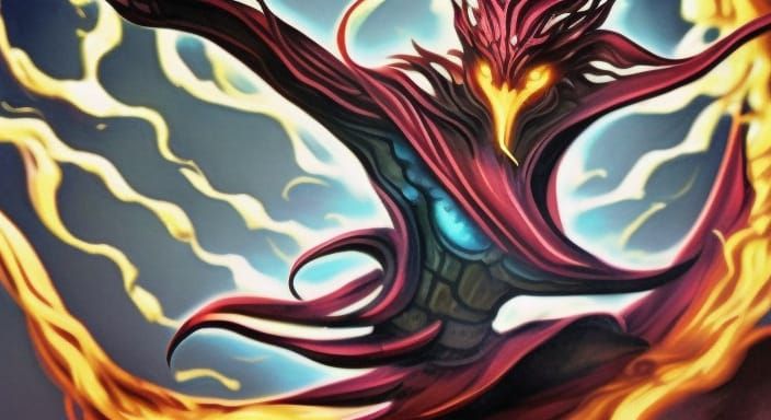 Detailed Phoenix Concept Art in Dark Fantasy Style