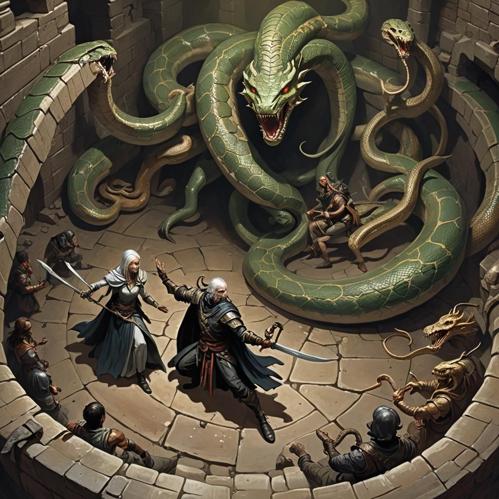 Epic Battle: Fighter and Wizard vs Snake Demon