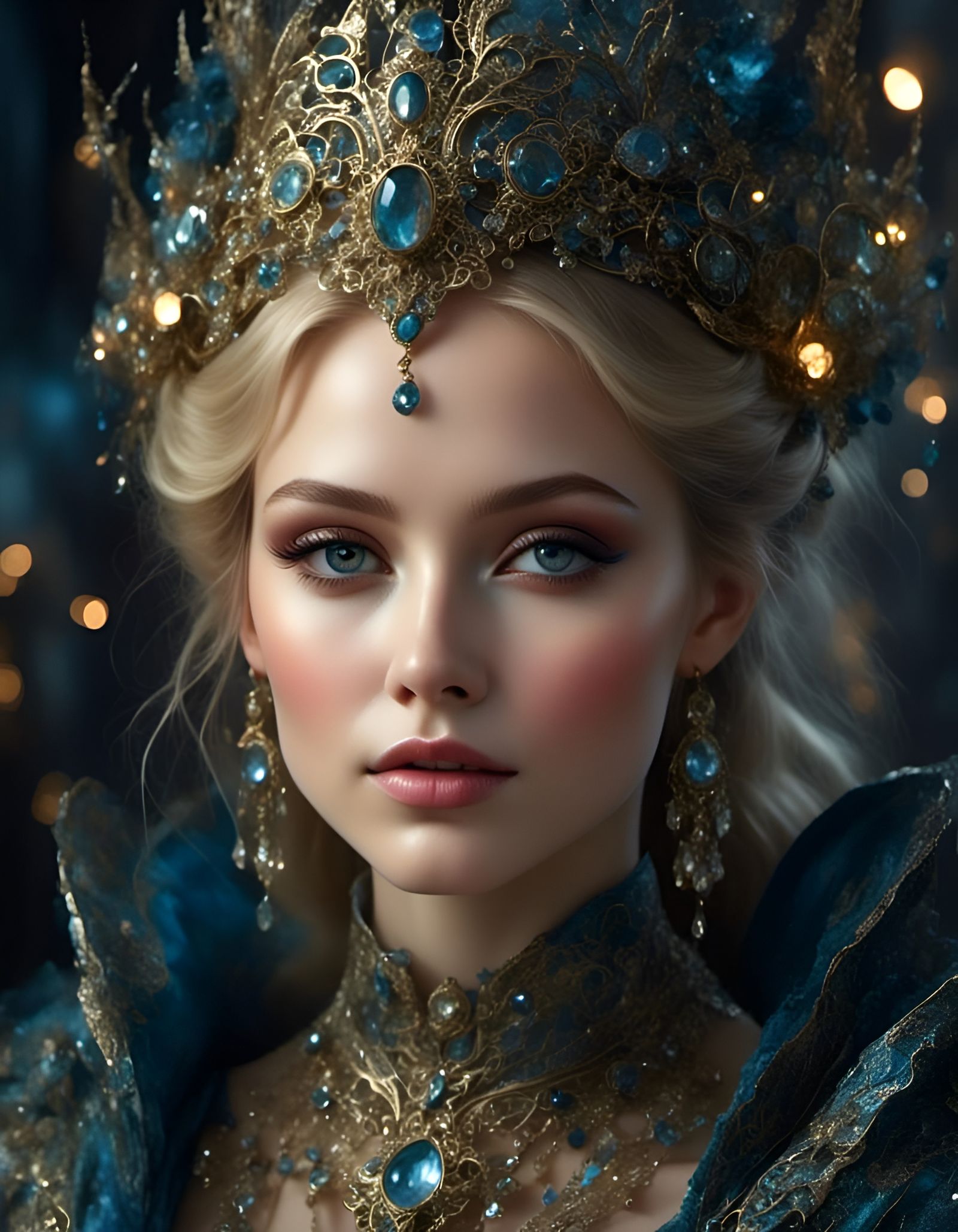 Bioluminescent Elven Kingdom Under Cosmic Night Sky