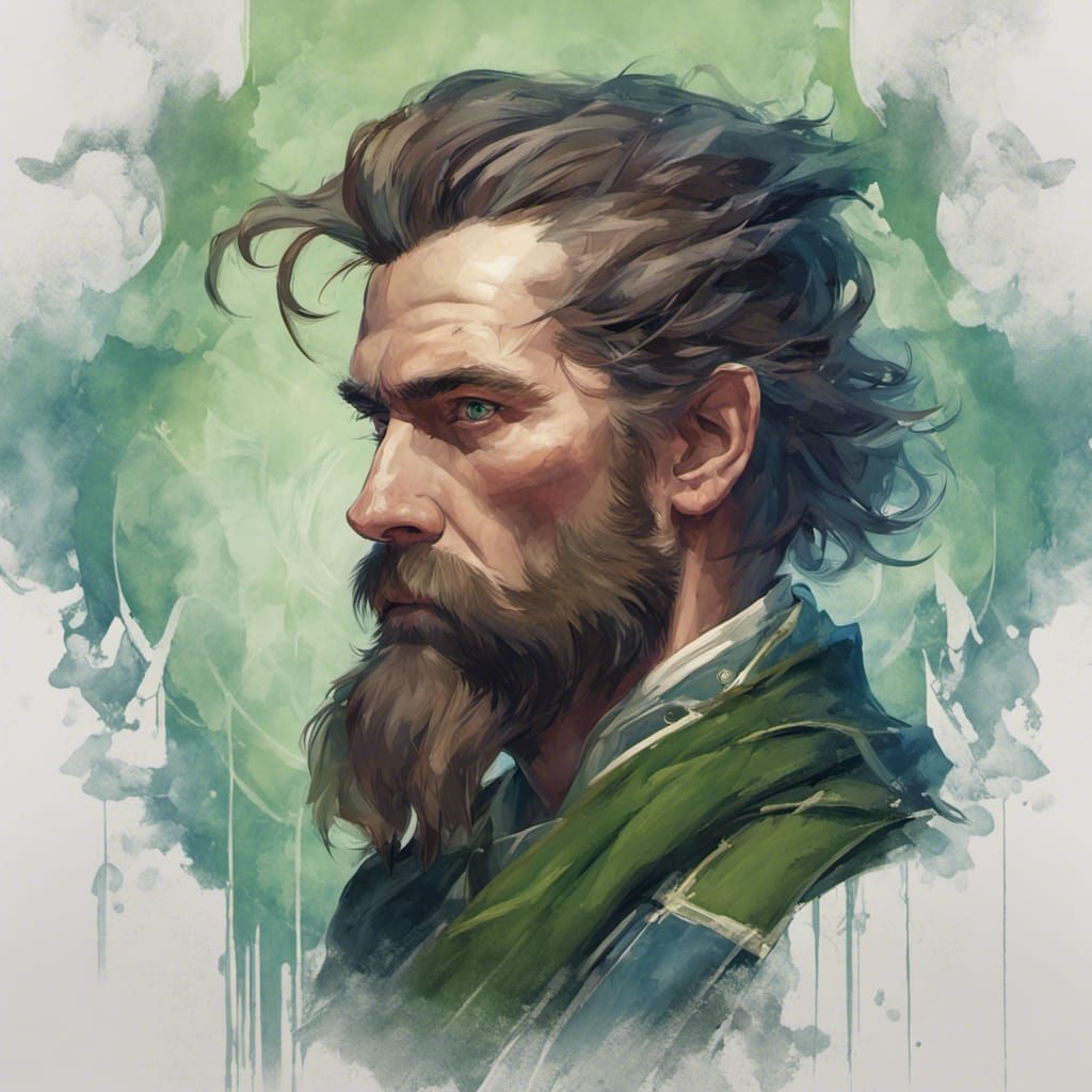 Highland Man Portrait in Kilt, Detailed Digital Art