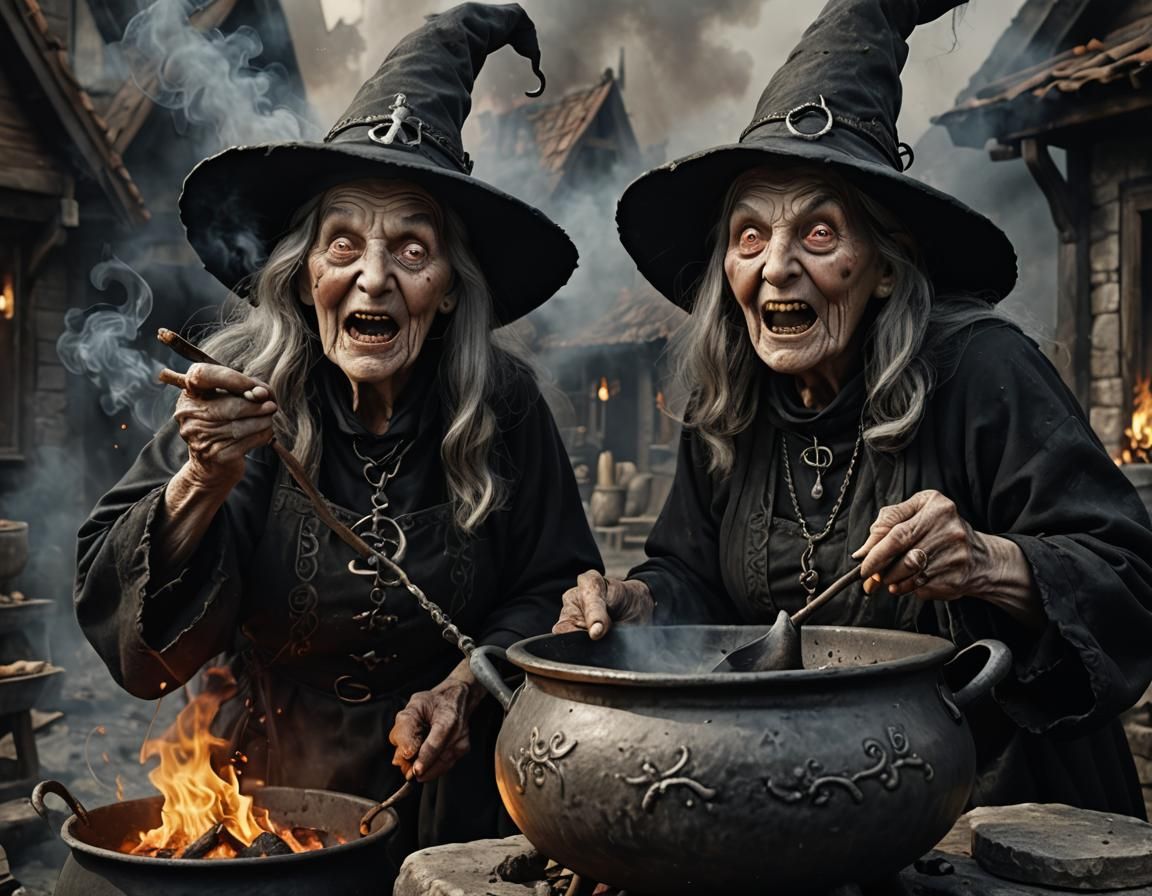 Eerie Witch Portrait in Dark Fantasy Style