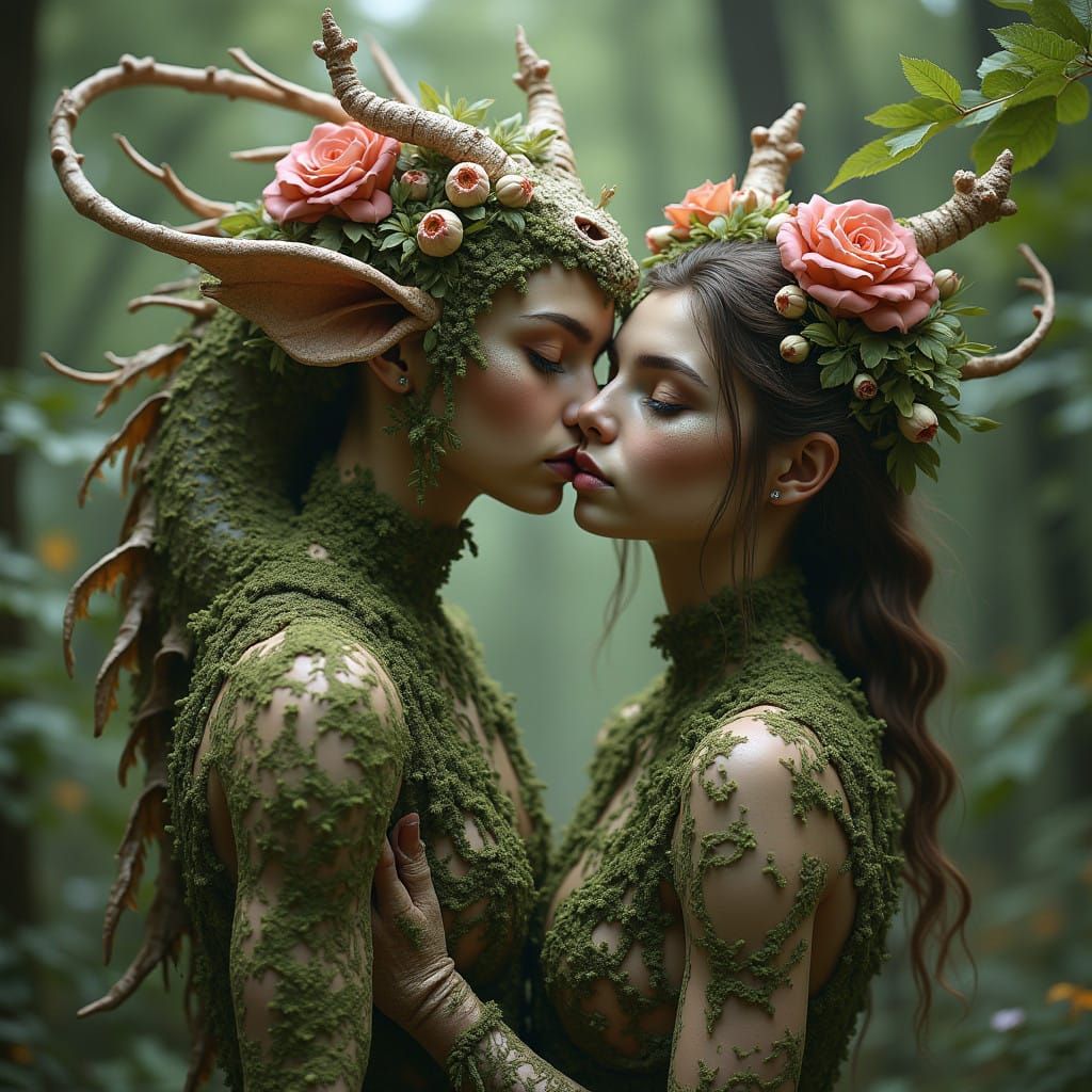 Surreal Hyperrealistic Portrait of a Light-Skinned Tiefling....