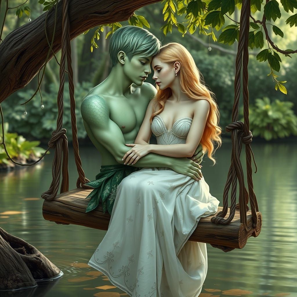 Ethereal Green Youth in Lush Forest Surroundings