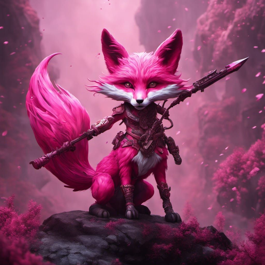 Pink fox with weapons