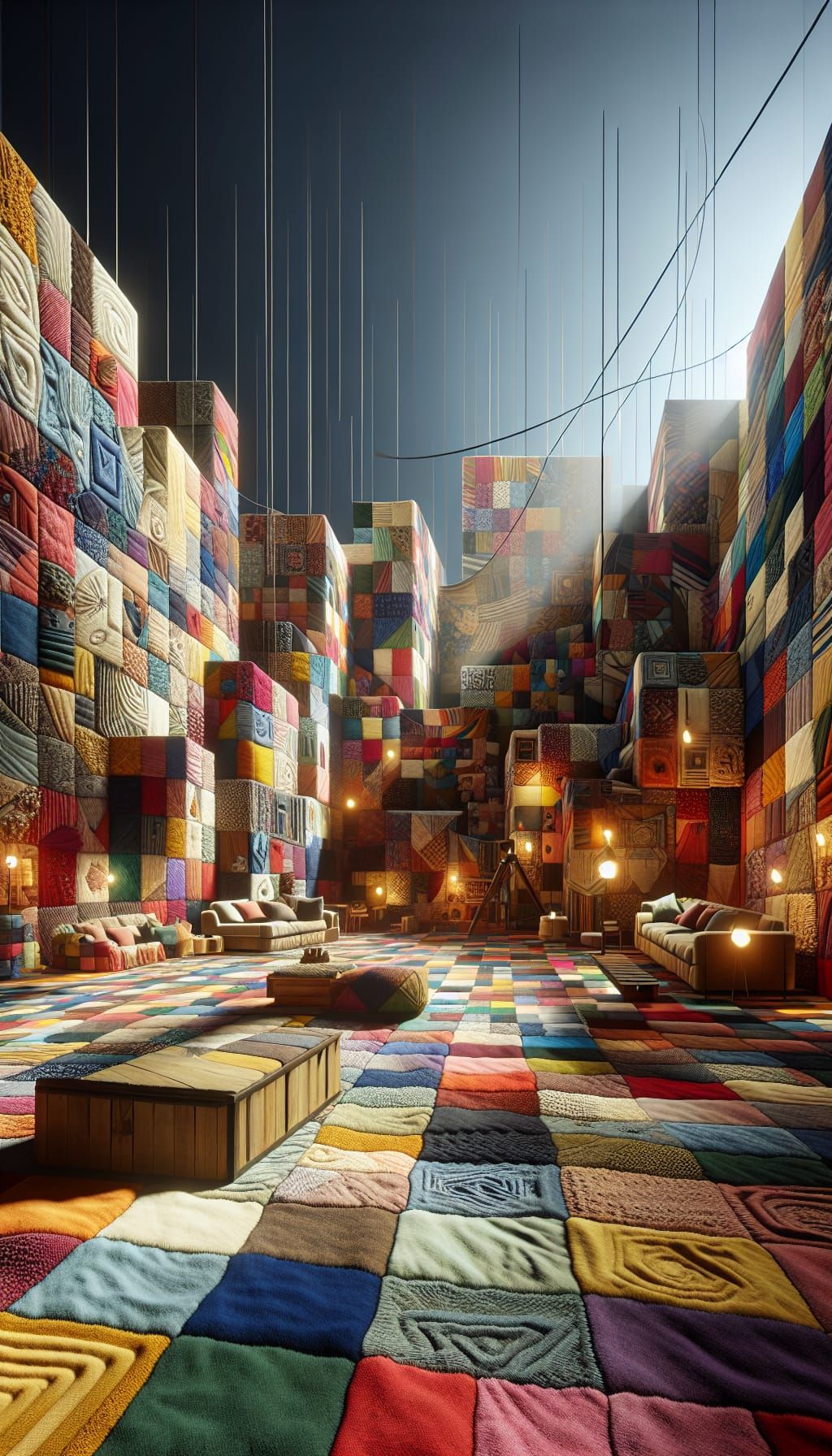 Plushie Patchwork Cliff Houses