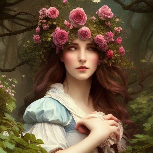 Hooded Alice in Wonderland Rose Garden Portrait