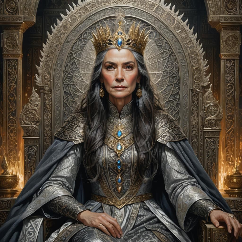 Númenórean Queen Portrait in Hyperdetailed Fantasy Style