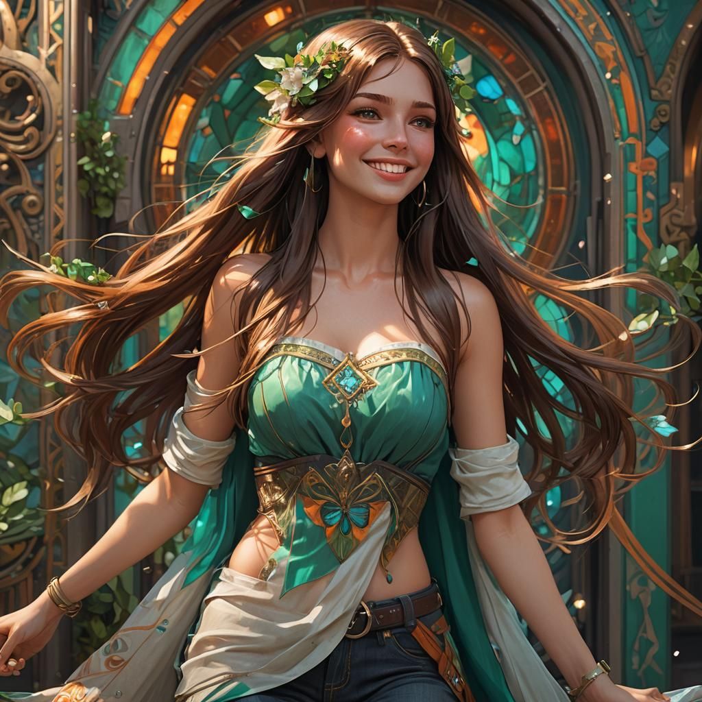 Smiling Girl Portrait with Volumetric Lighting