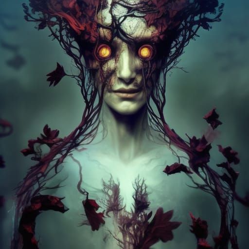 Insectile Forest Queen with Offspring, Hyperdetailed Art