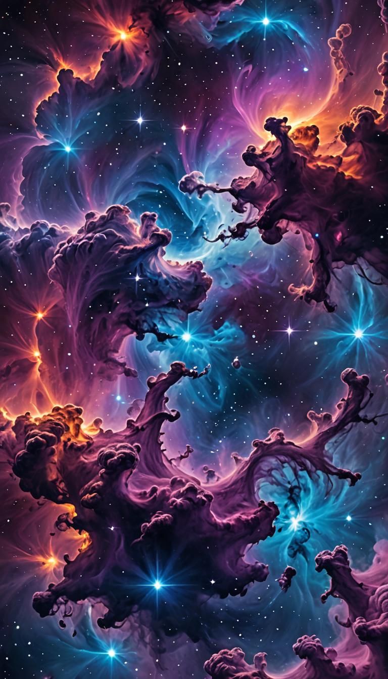 Nebula Storm: Vibrant Space Art in Spectral Colors