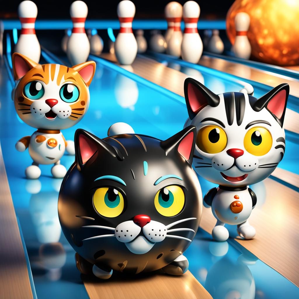 Funny bowling cat