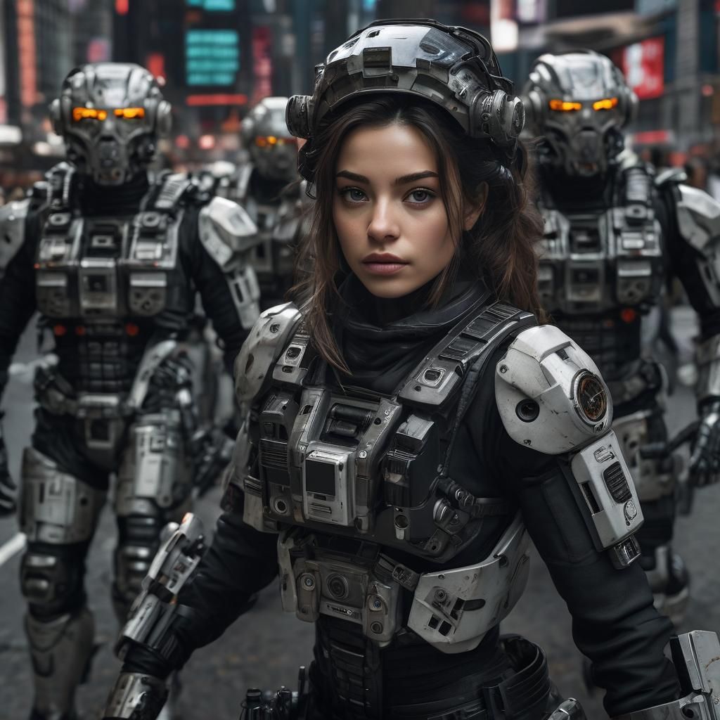 Hyper-Realistic Female Cosplayer in Times Square