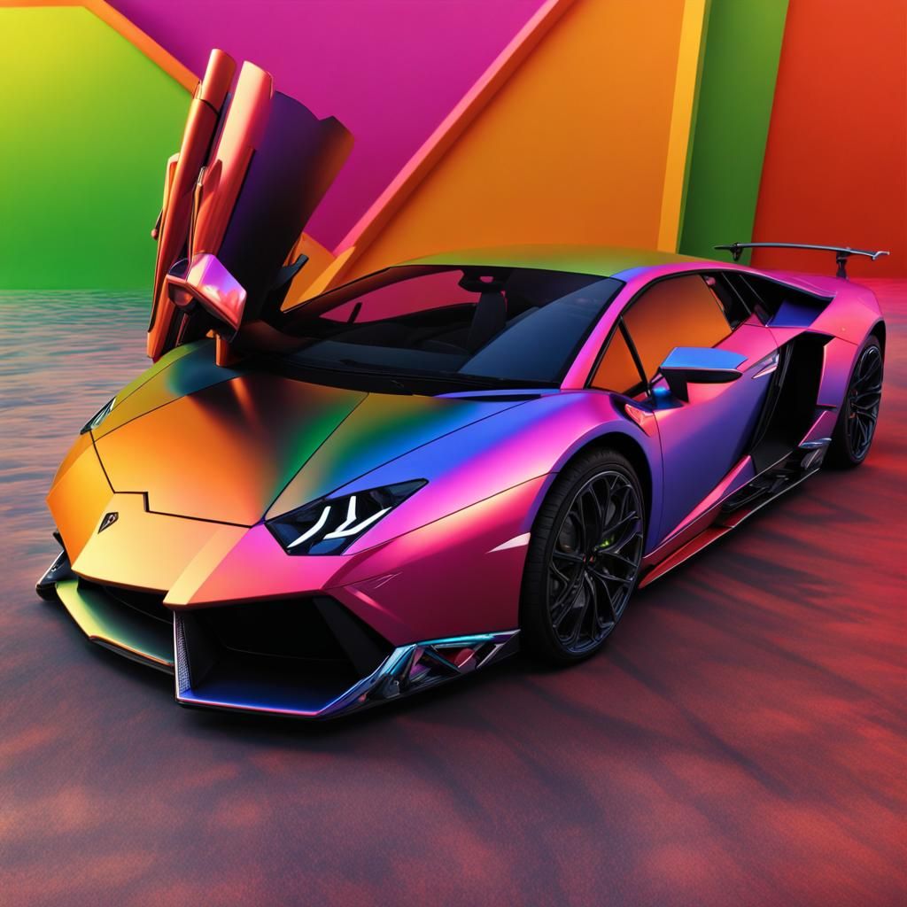 Hyperrealistic Lamborghini in Splash Art Style
