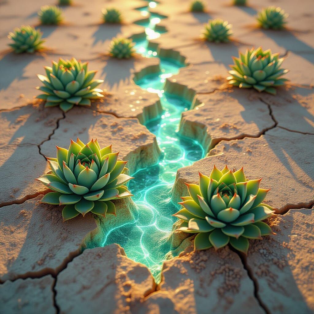 Ethereal Succulents Emerge From Veined Desert Earth