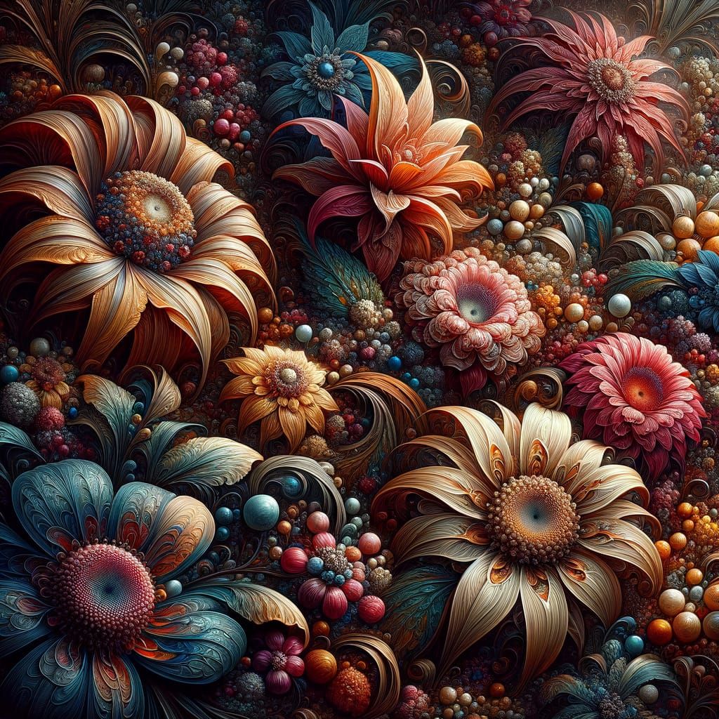 Realistic Flowers in Fantasy Matte Painting Style