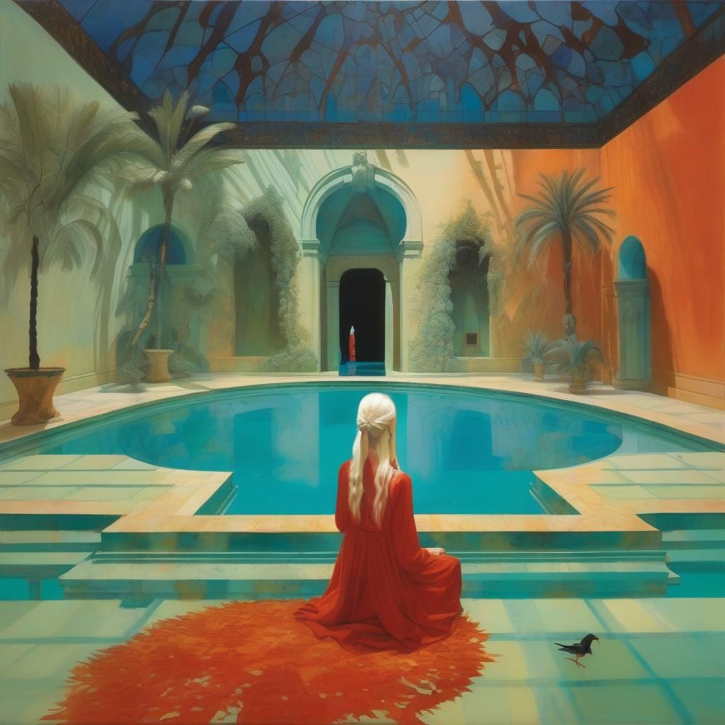 Daenerys Targaryen in Museum Pool, Arabesque Painting