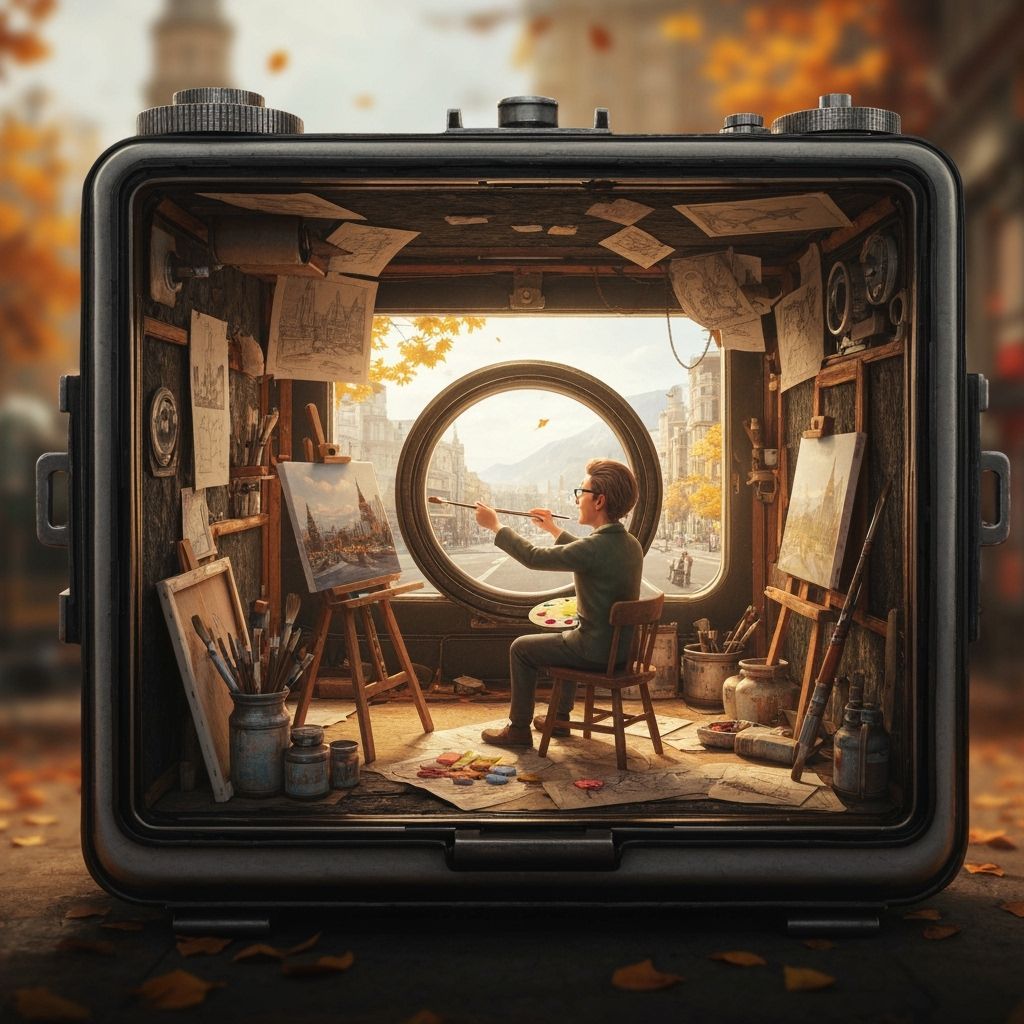 Whimsical Artist Paints Miniature Autumn World Inside Vintag...