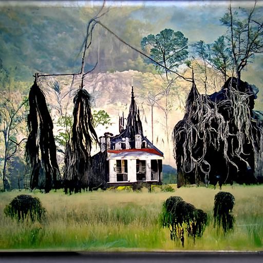 Serene Appalachian Gothic Haunted House Painting
