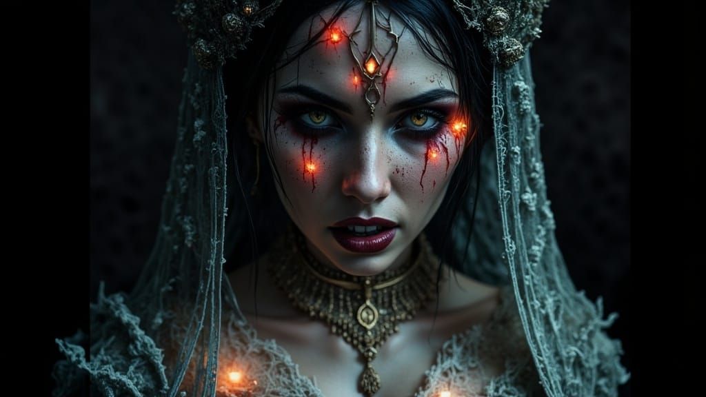 Gothic Bride in Dark, Ethereal Beauty