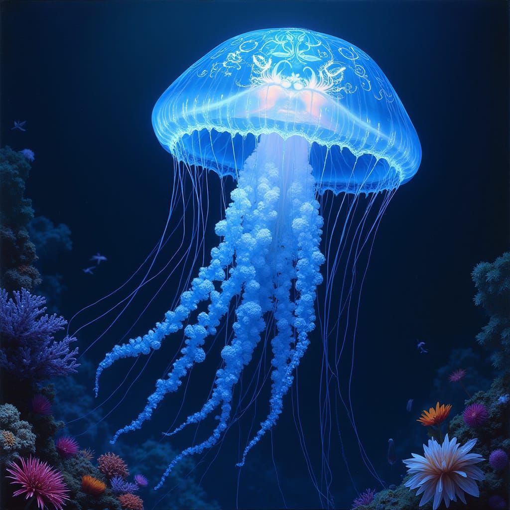 Bioluminescent Jellyfish Illuminates Midnight Zone