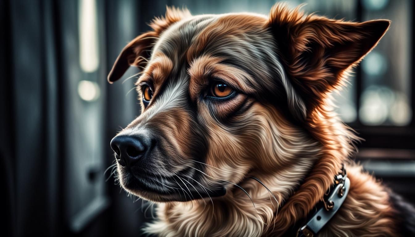 Hyperrealistic Dog Portrait in Cinematic Lighting