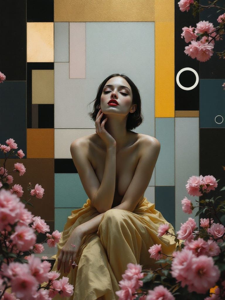 Vermeer, Warhol, Gothic Fusion: Abstract Pin-Up Garden