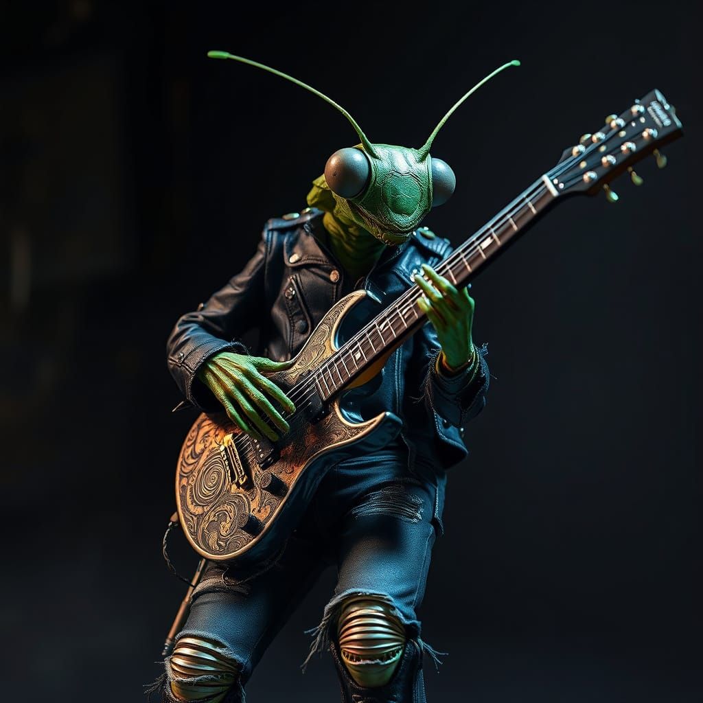 Metal Grasshopper Shredder in Moody, High-Contrast Lighting