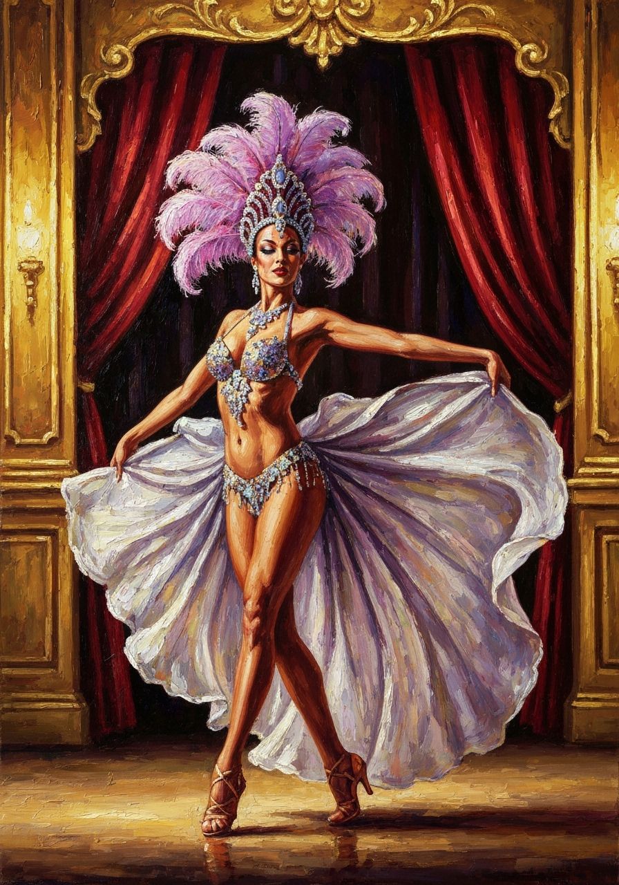 Glamorous Showgirl in Expressive Oil Painting Style