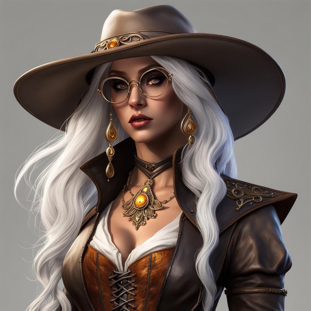 Hyperrealistic Elven Dhampir Bard with Cowboy Style