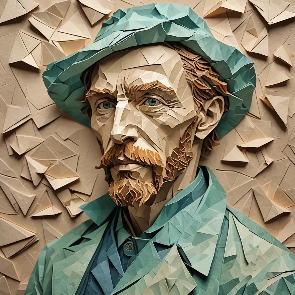 Van Gogh Style Layered Paper Portrait