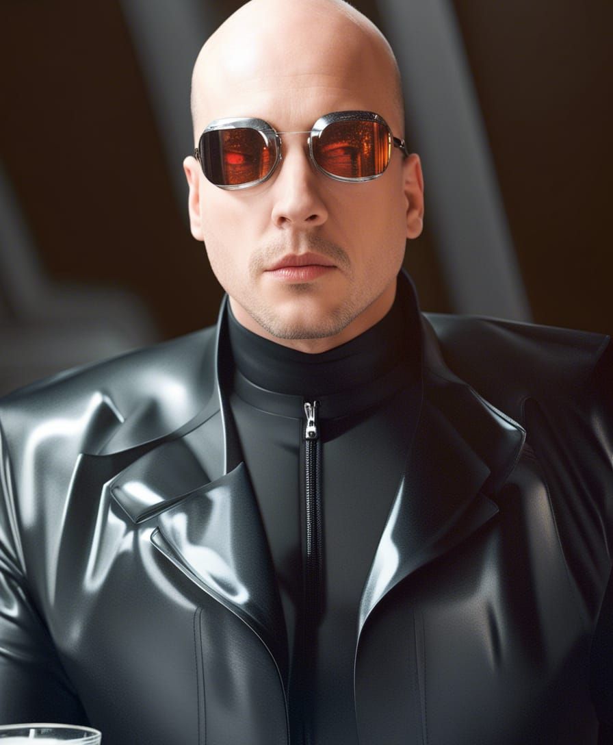 Men in Black Latex at Dinner