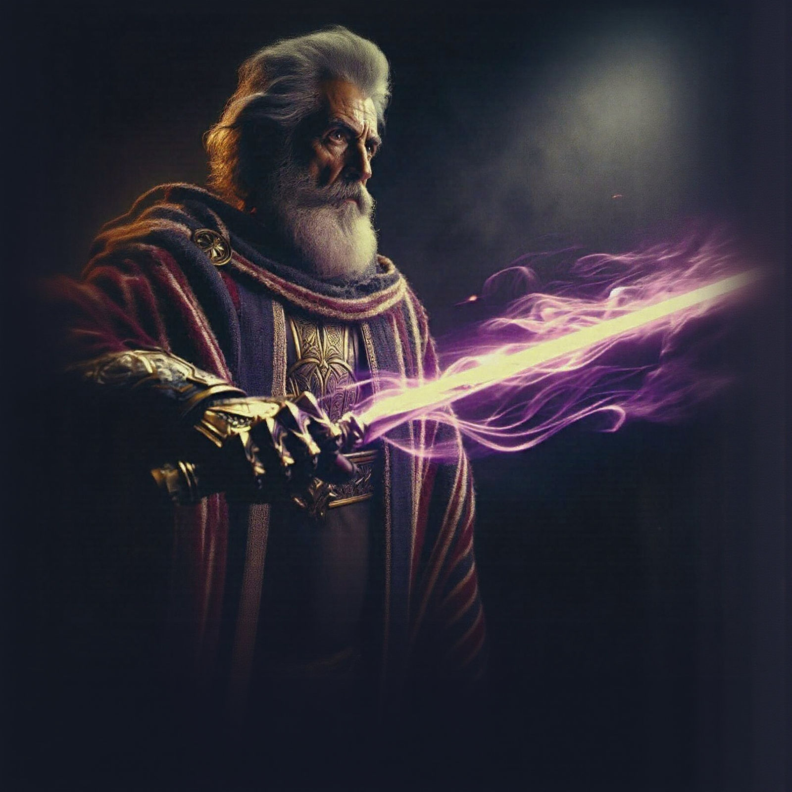 Heroic Figure with Energy Sword in Film Still