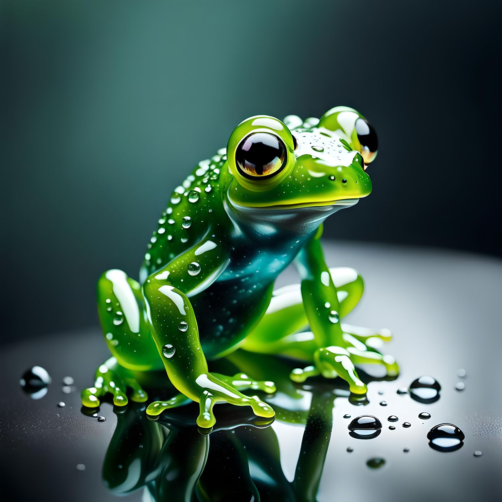 Enameled Glass Frog Figurine with Reflections