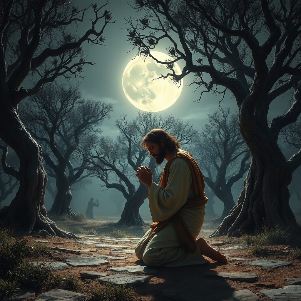 Jesus in Moonlit Gethsemane, a Masterpiece of Maximalist Art