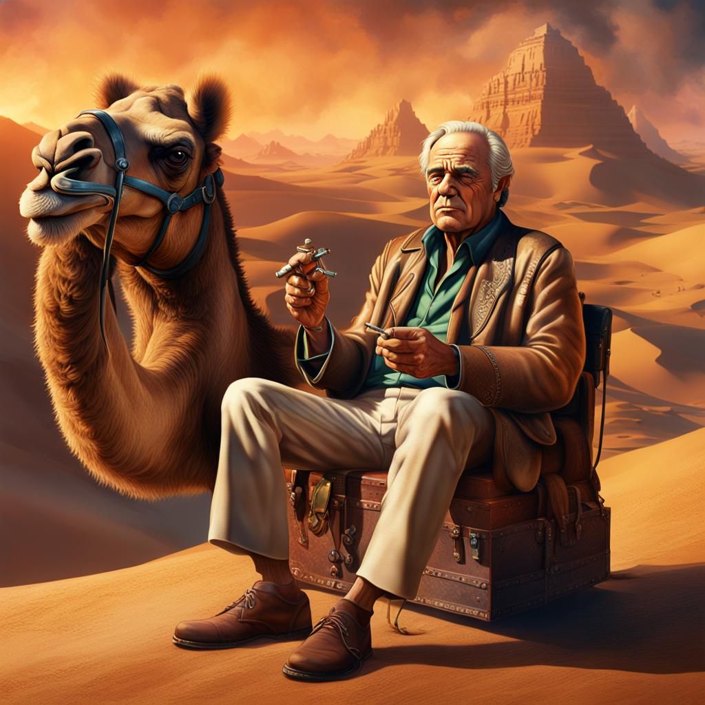 Detailed Portrait of Man Smoking, Fantasy Concept Art