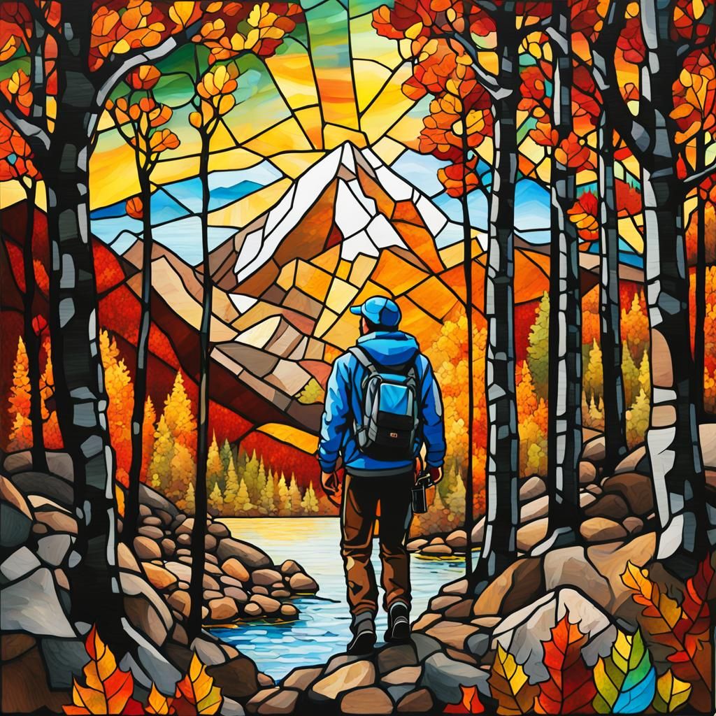 Autumnal Tranquility in Vibrant Stained Glass