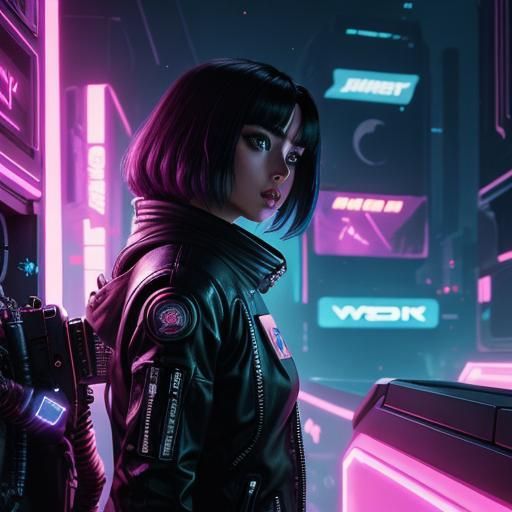 Cyberpunk Robot Astronaut in Trippy Space