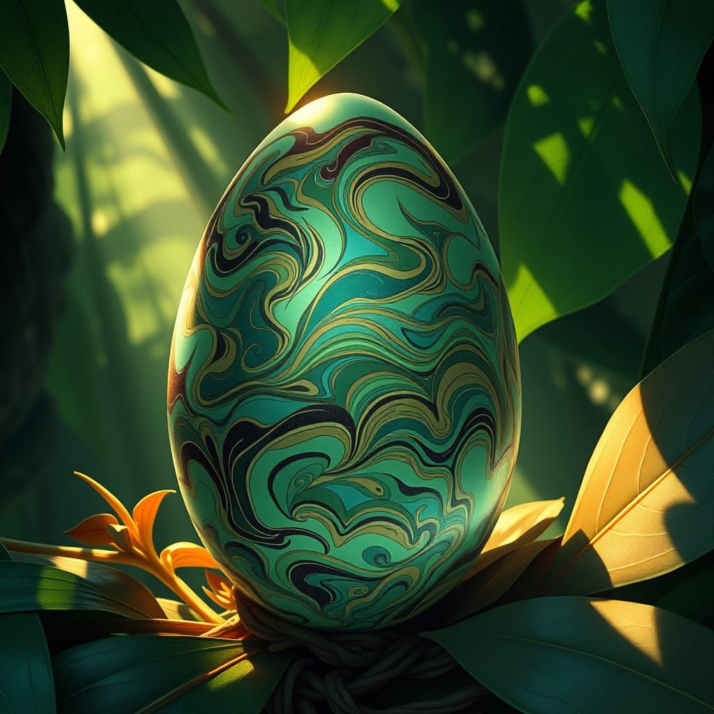 Egg of Majestic Magic in Tropical Paradise