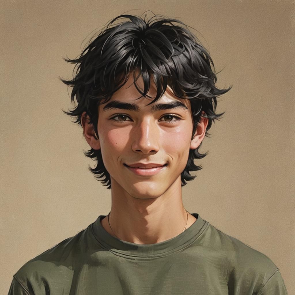 Handsome Teenager in Anime Key Visual Style