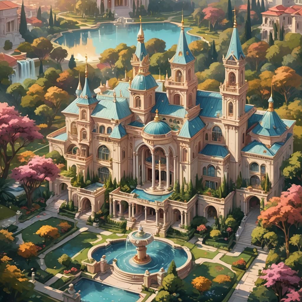 Majestic Mega Mansion in Anime Style