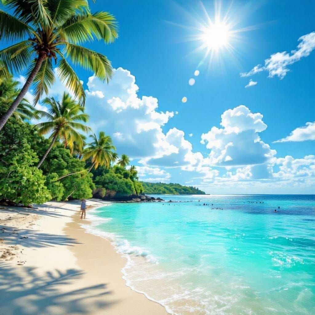 Tropical Beach Scene in Realistic Style